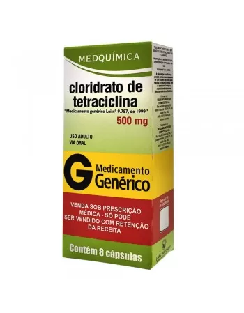 CLORIDRATO DE TETRACICLINA 500MG C/8CAP*