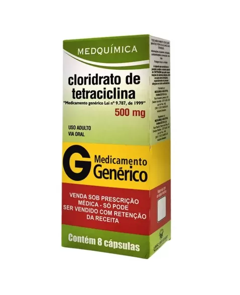 CLORIDRATO DE TETRACICLINA 500MG C/8CAP*