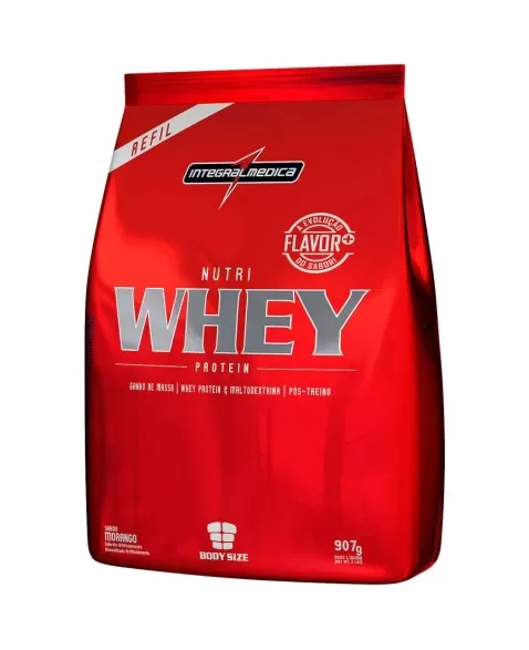 NUTRI WHEY PROTEIN SACO 907G MORANGO