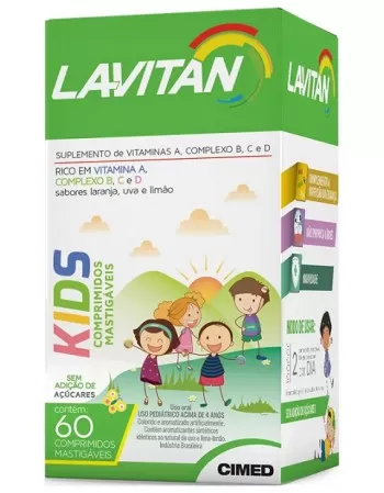 LAVITAN KIDS C/ 60 CPR LARANJA+LIMAO+UVA