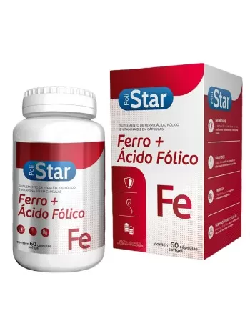 POLISTAR FERRO + ACIDO FOLICO C/60 CAPS