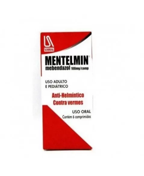 MENTELMIN 100MG C/ 6 COMP(MEBENDAZOL)